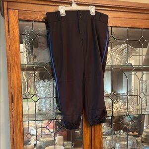 Women's Black Softball Pant with Blue Stripe Down Leg